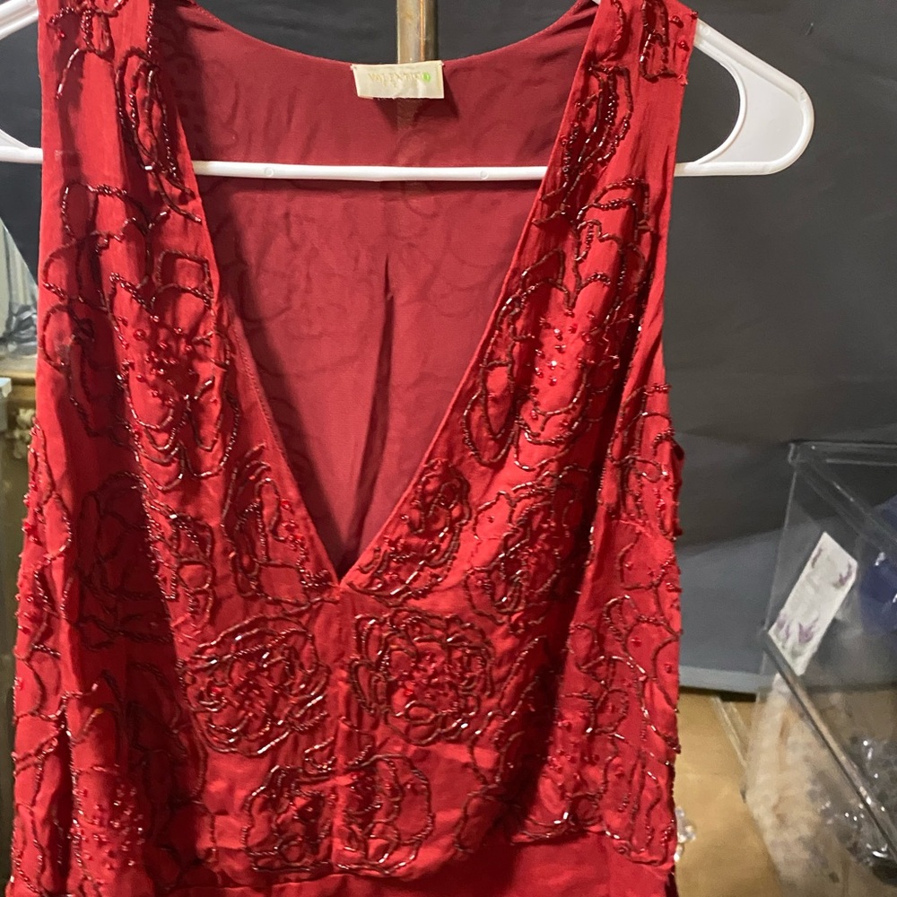 VALENTINO, Gorgeous, Deep red, beaded top